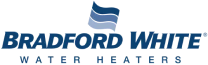 Logo of Bradford White Water Heaters with a stylized blue and gray wave above the text.